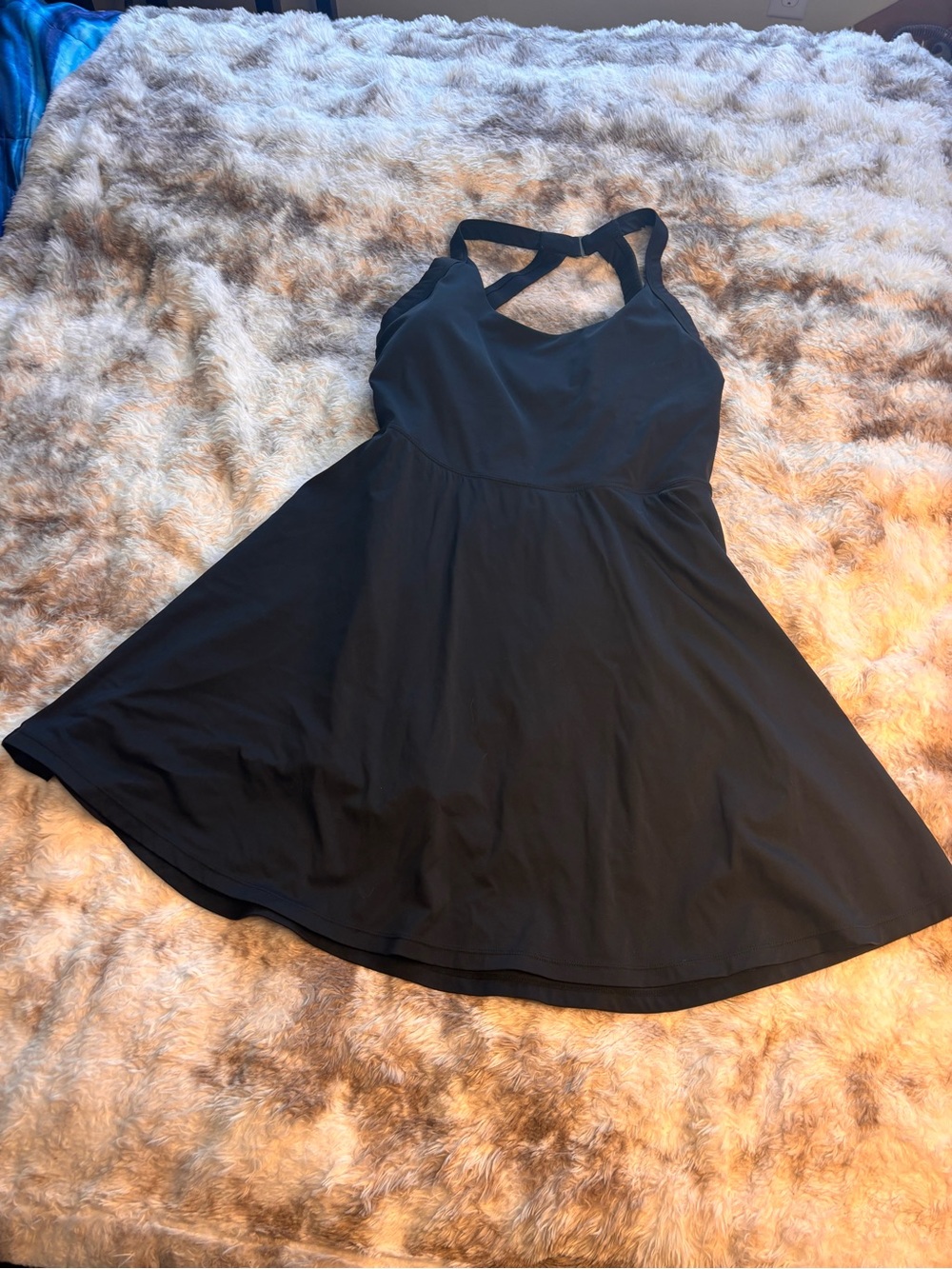 Black Women’s tennis Dress with built in shorts and pockets